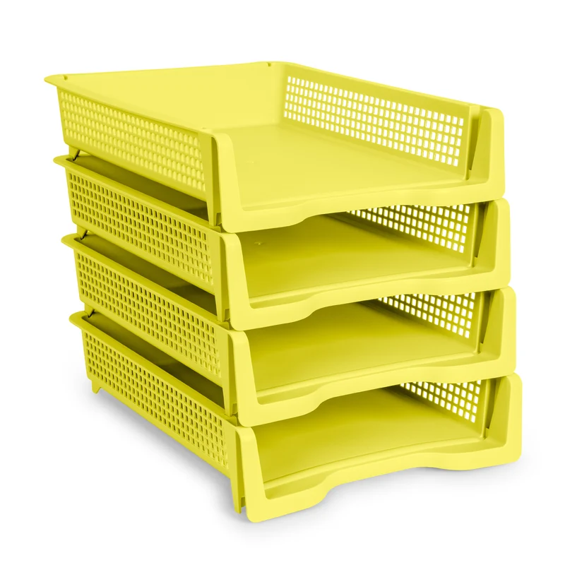 Plastic Forte Domo - Juego de 4 Bandejas Porta Documentos A4 Apilables. Pistacho