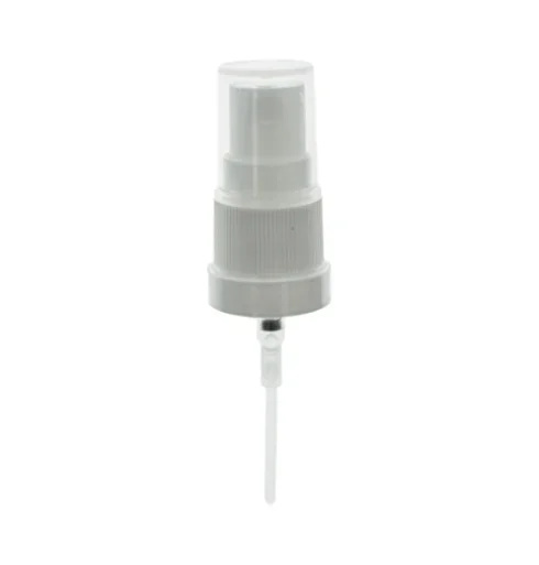Pulverizador DIN18 FBOG 118 mm blanco con sobre-tapón transparente y precinto