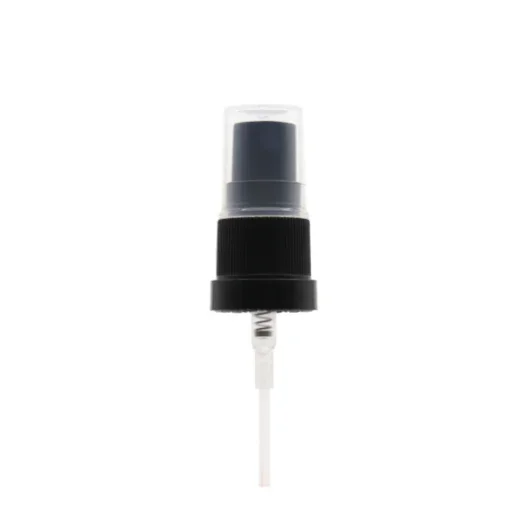 Pulverizador DIN18 FBOG 118 mm negro con sobre-tapón transparente y precinto