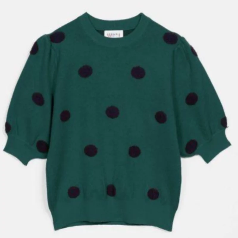JERSEY VERDE MANGA CORTA LUNARES -TALLA S