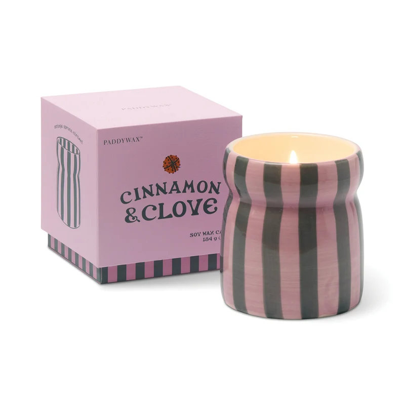 Vela navideña de cerámica Pink/Green - Cinnamon & Clove