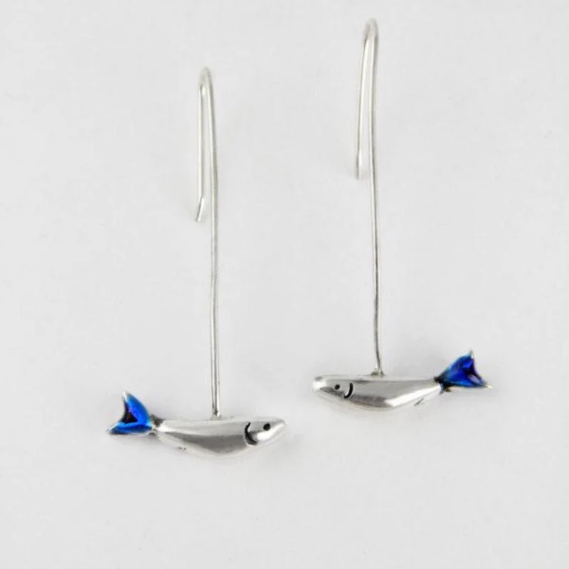 PENDIENTES SARDINAS PLATA Y ESMALTE