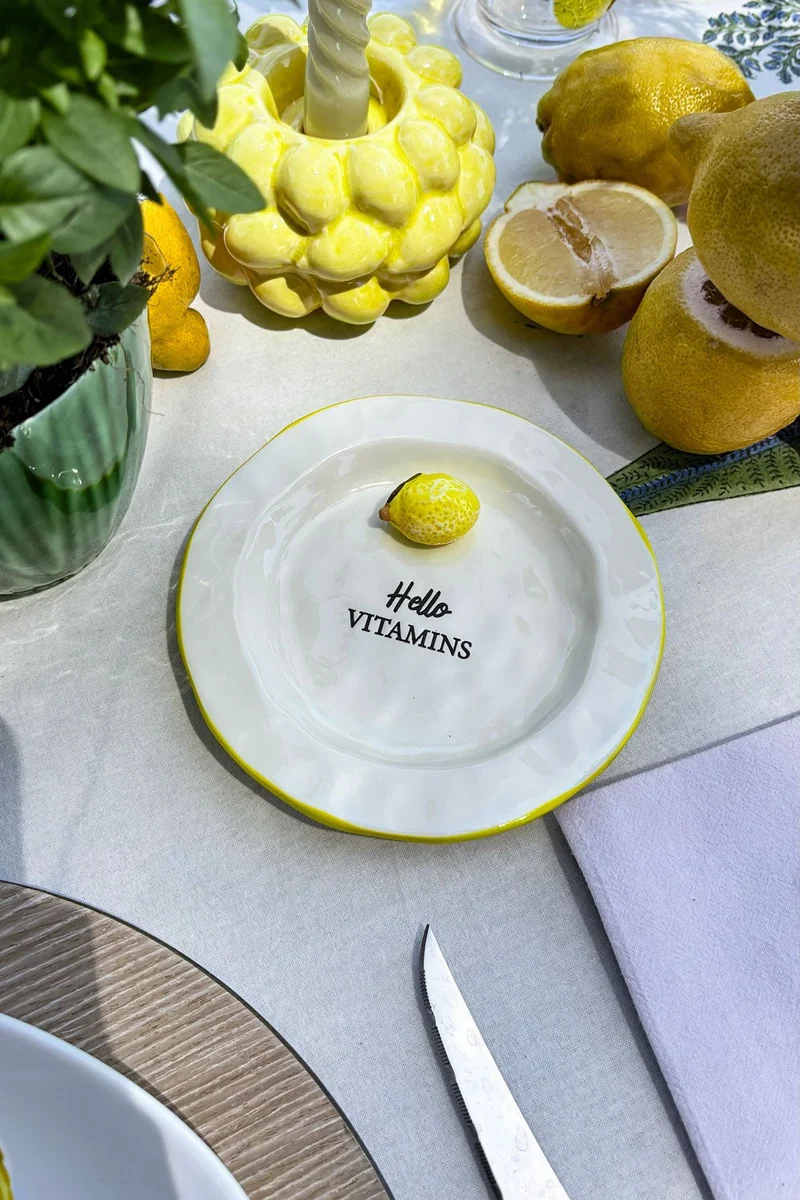 Plato Llano Limón Porcelana Vajilla Huerto