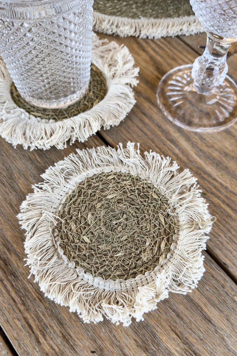 Posavaso Redondo De Seagrass Natural & Flecos