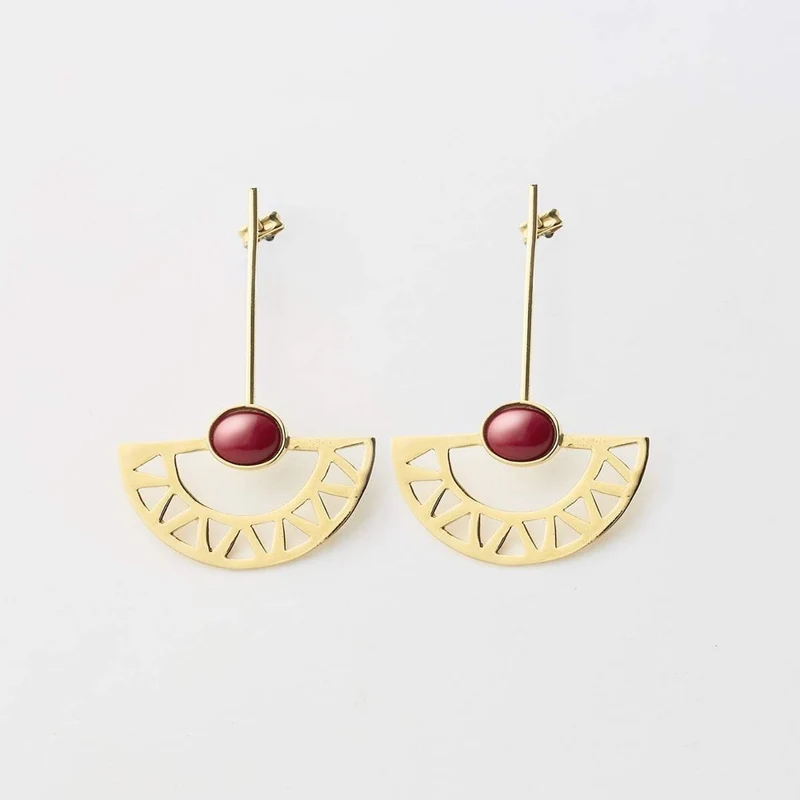 PENDIENTES LATÓN CHAPADO ORO (GRANATE)
