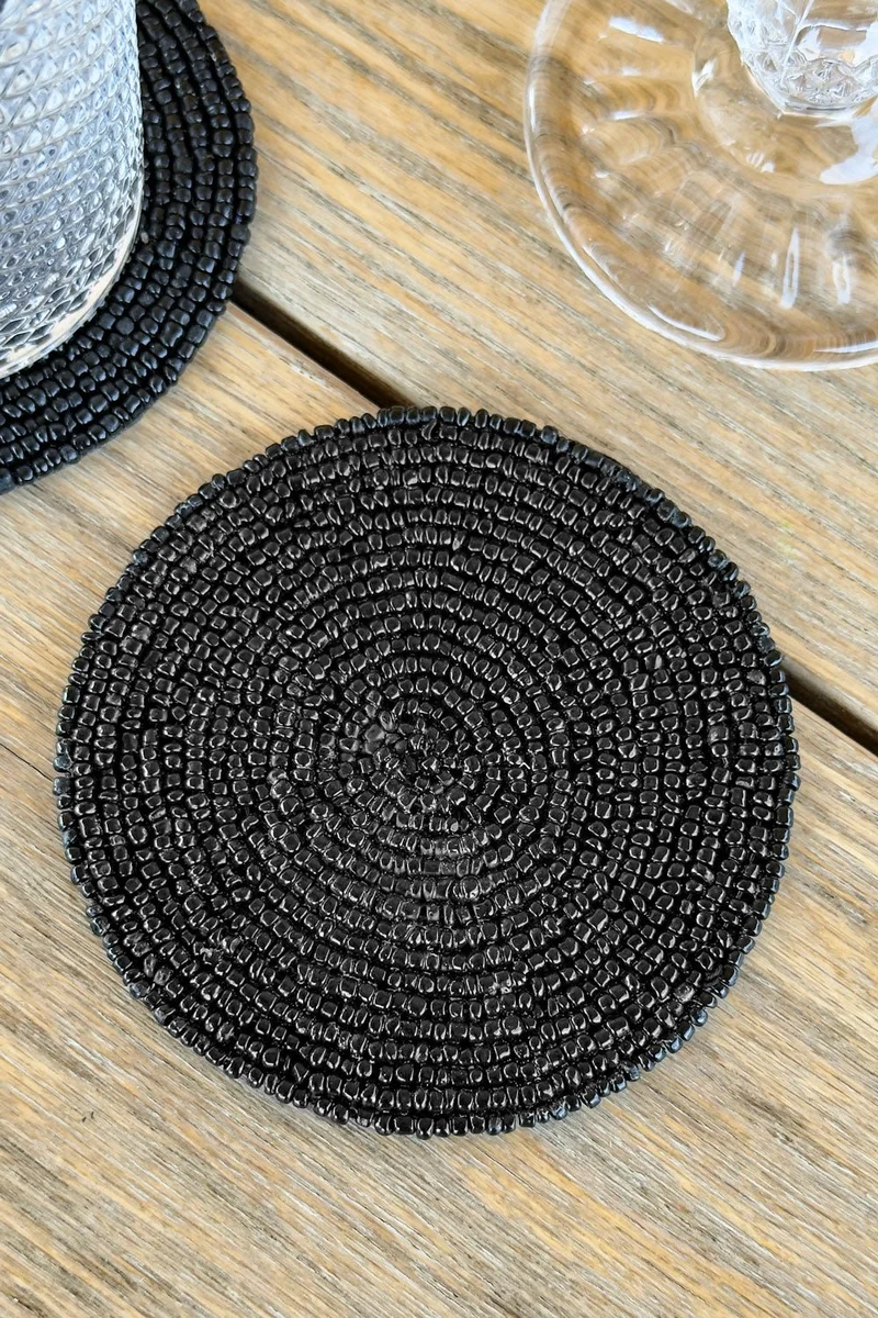 Posavasos Espiral Negro Con Cuentas