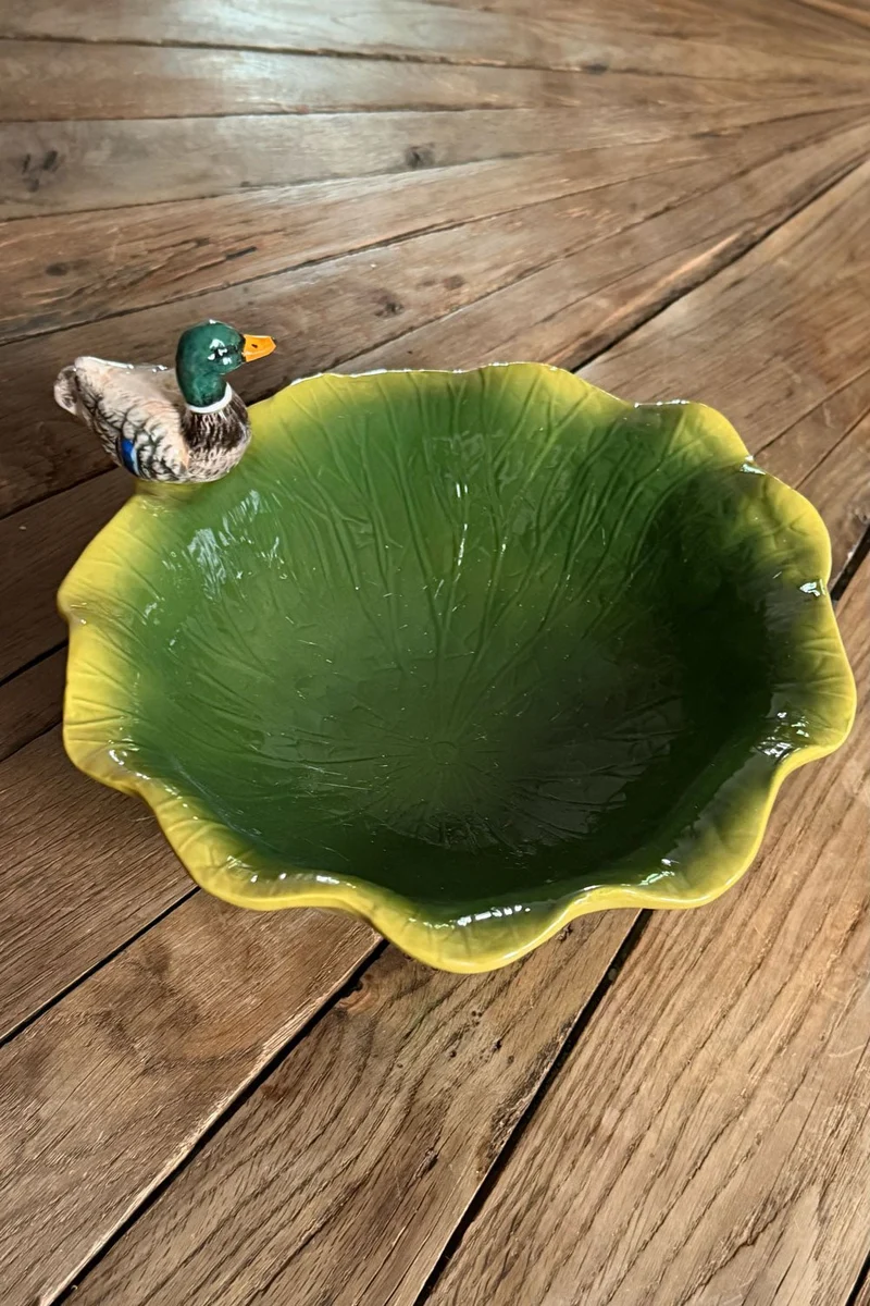 Cuenco Verde Con Diseño De Pato