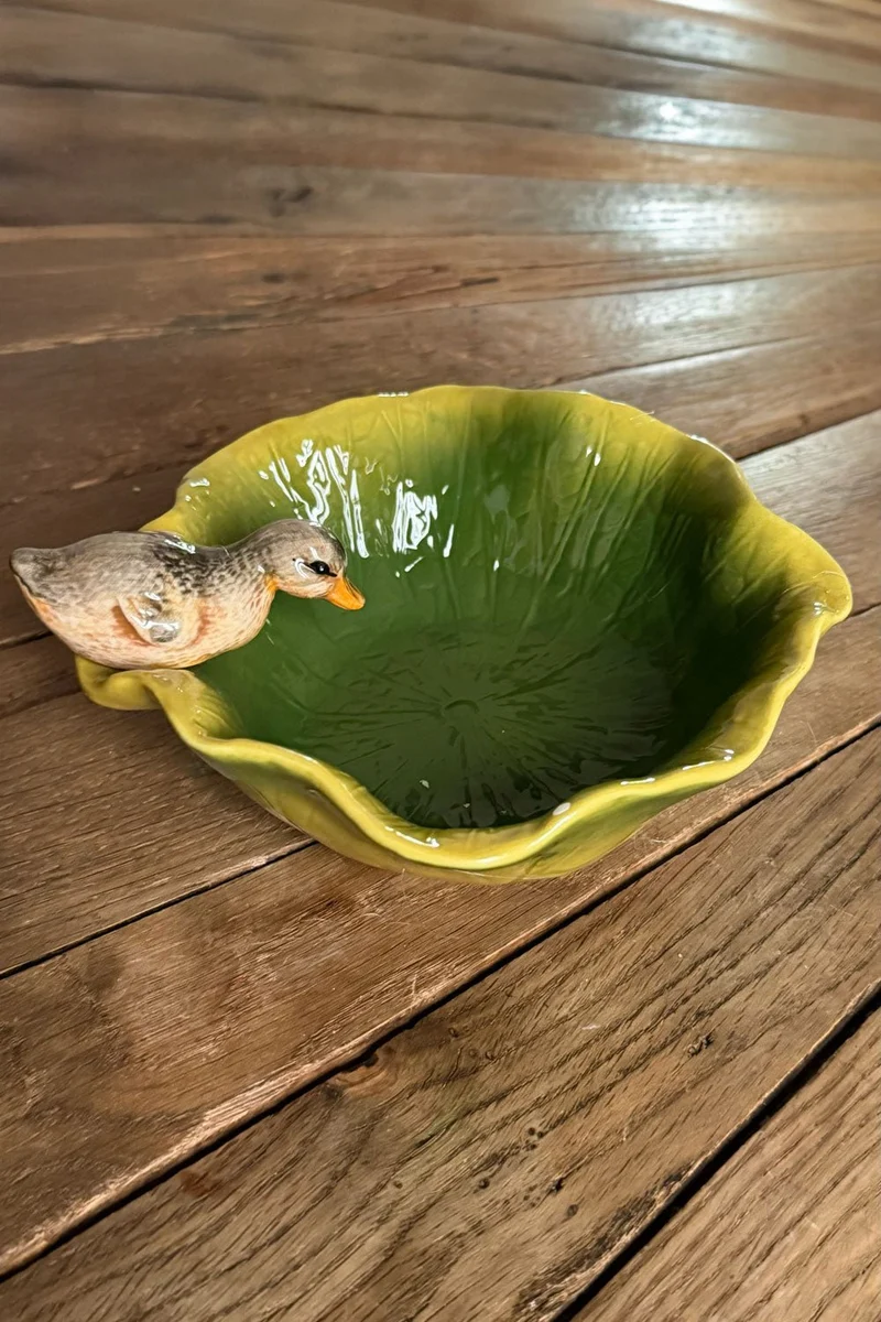 Cuenco Con Diseño De Hoja Y Figura De Pato