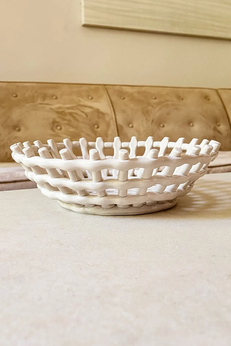 Frutero Diseño Trenzado Provenza Blanco